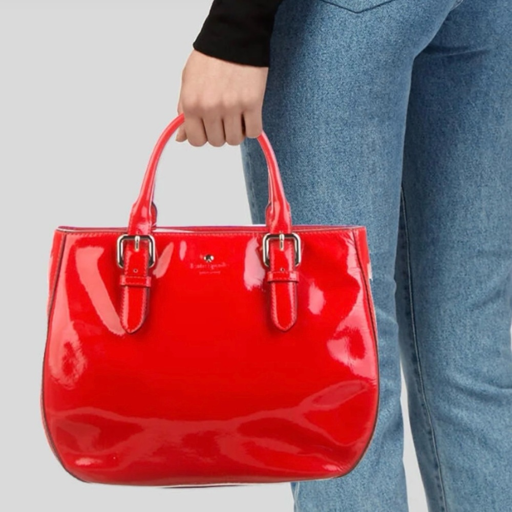 Kate Spade Carlisle Street Sylvie Handle Bag in Red patent w/ long strap. NWT